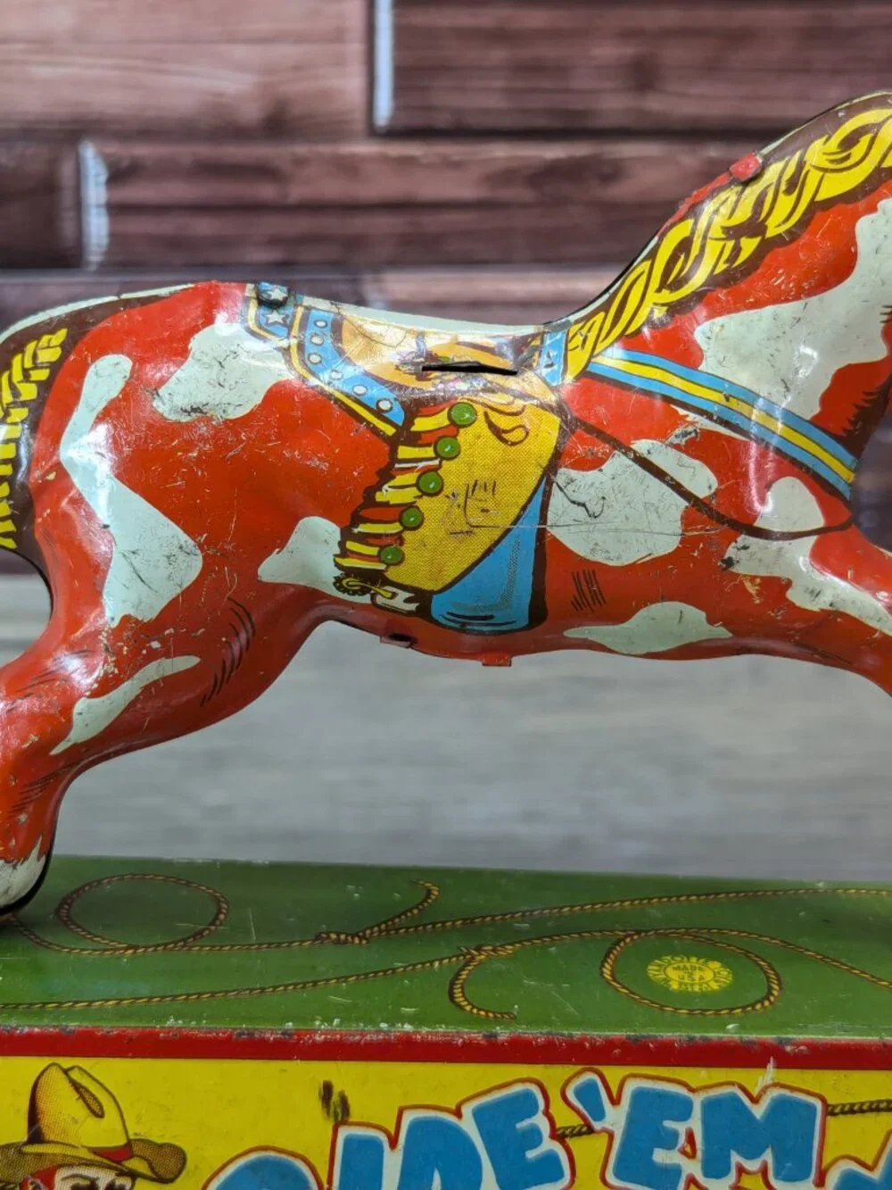 Red Ranger Ride Em Cowboy Wind Up Toy Rocking Horse Missing Rider Wyandotte